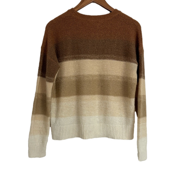 Lilly Pulitzer Elannie Brown Ombré Stripe Crewneck Sweater Size Large - Picture 2 of 5